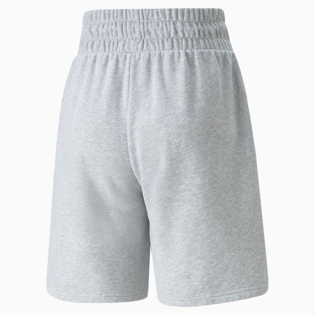 Light Gray Heather Puma Classics High-Waist Women's Shorts | 4783QVWLP