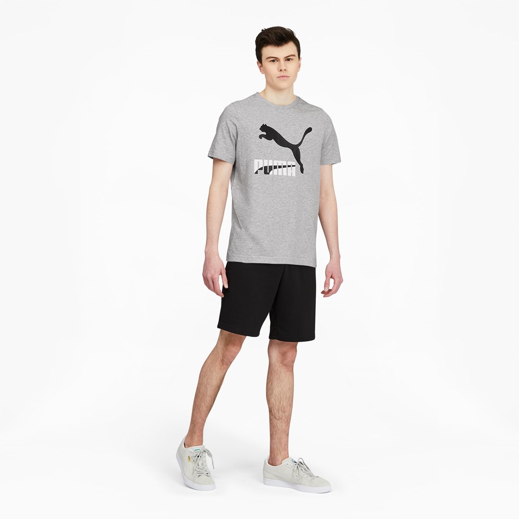 Light Gray Heather Puma Classics Logo Men's Tee | 0531SAGFE