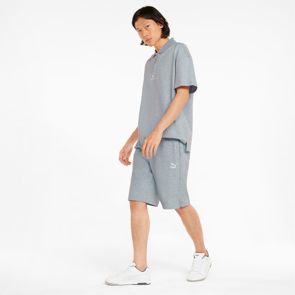 Light Gray Heather Puma Classics Longline Men's Shorts | 2960AGEYR