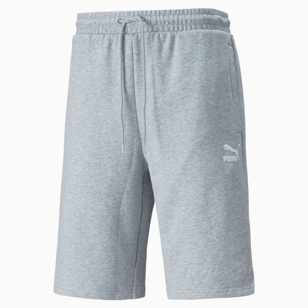 Light Gray Heather Puma Classics Longline Men's Shorts | 2960AGEYR