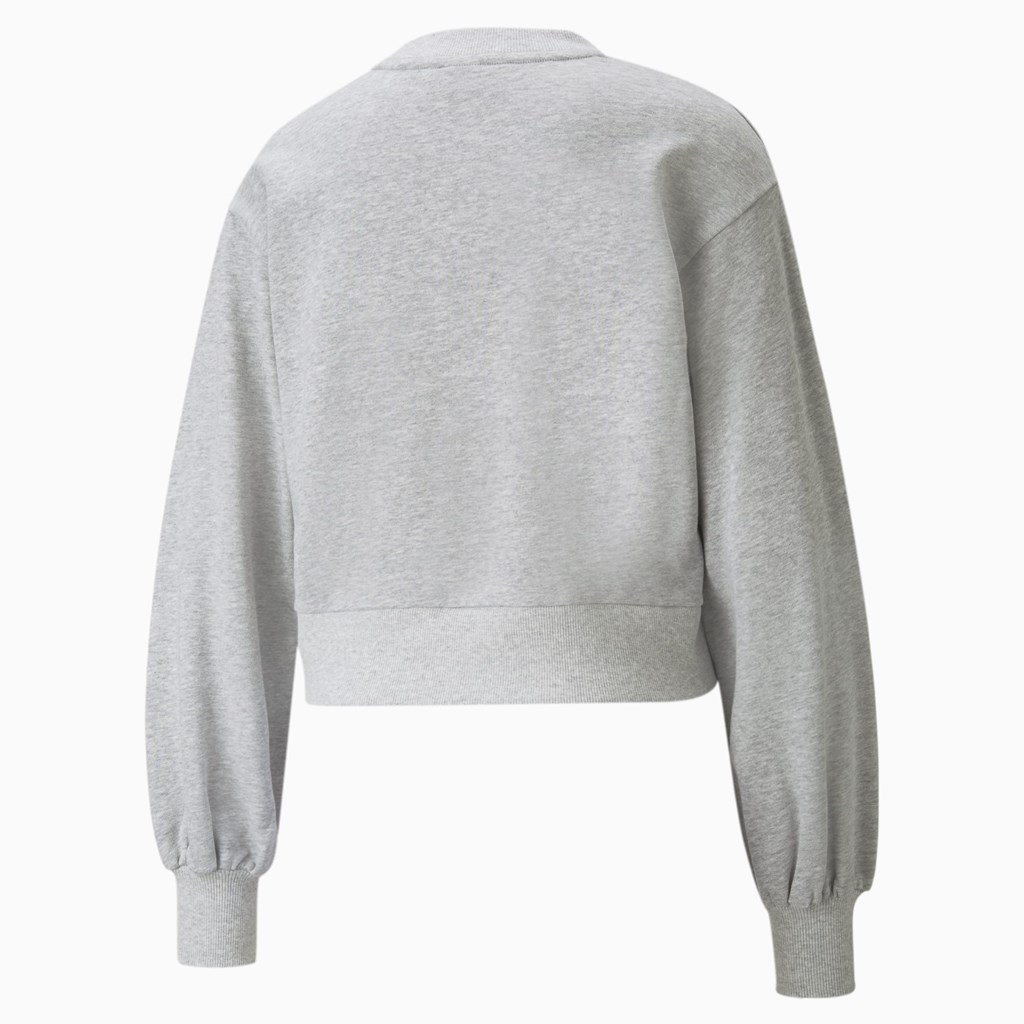 Light Gray Heather Puma Classics Puff Sleeve Crew Neck Women's Sweatshirt | 2706YIJME