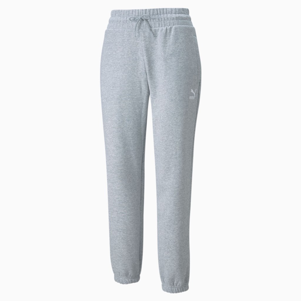 Light Gray Heather Puma Classics Relaxed Women's Pants | 0569ASWHN