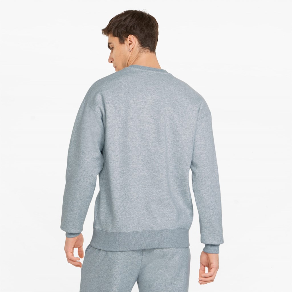 Light Gray Heather Puma Classics Relaxed Crew Neck Men's Sweatshirt | 0749EPFXC