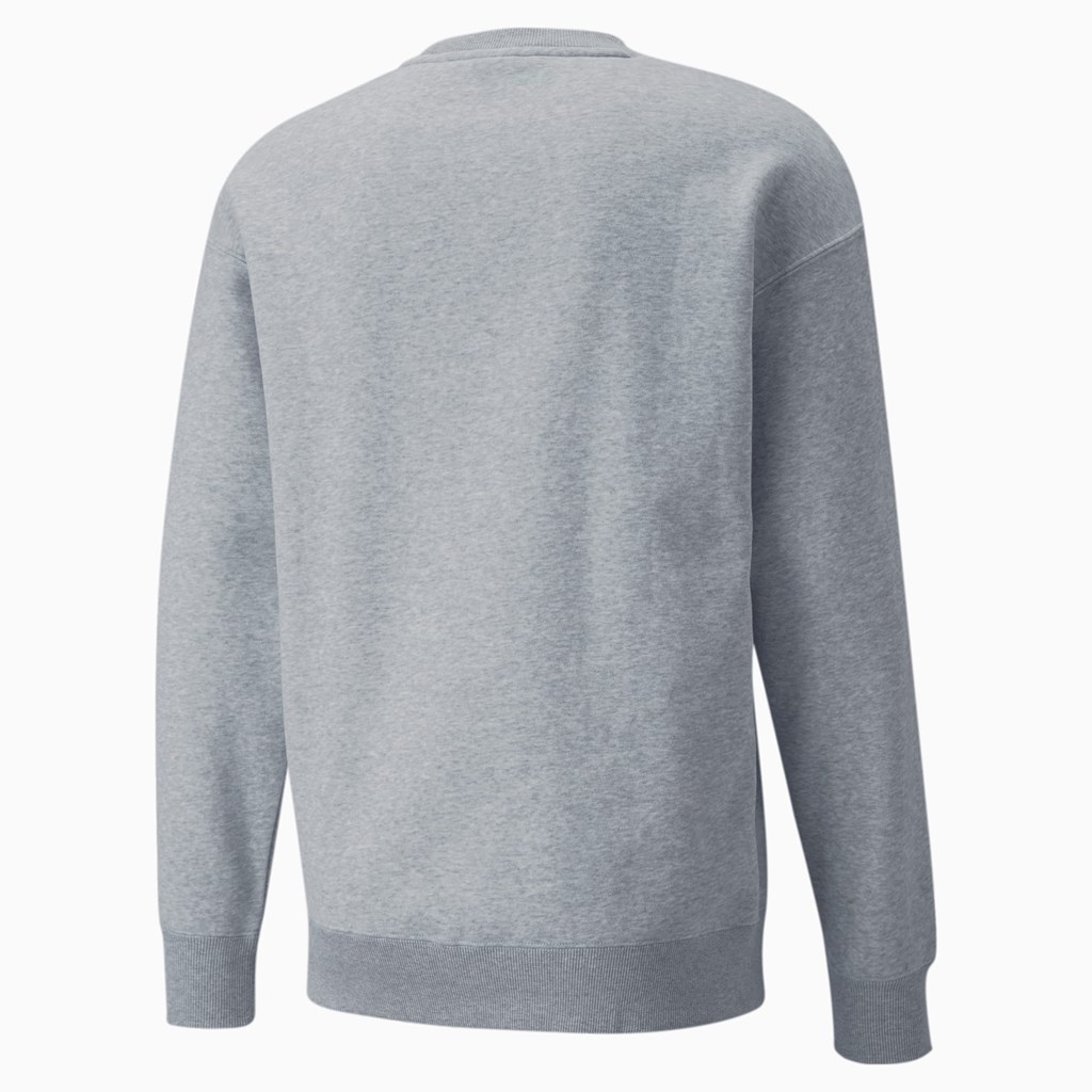 Light Gray Heather Puma Classics Relaxed Crew Neck Men's Sweatshirt | 0749EPFXC