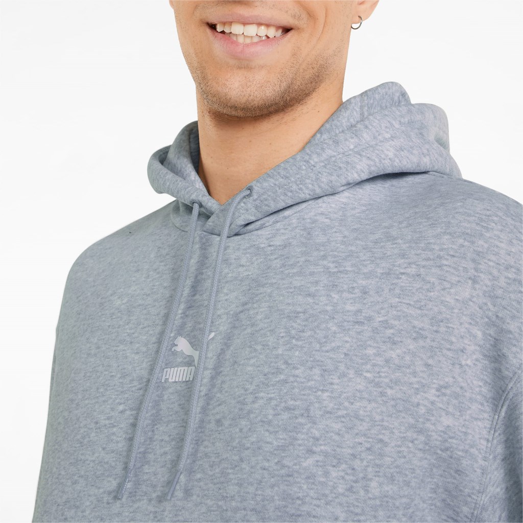 Light Gray Heather Puma Classics Relaxed Men's Hoodie | 3149WZNEV