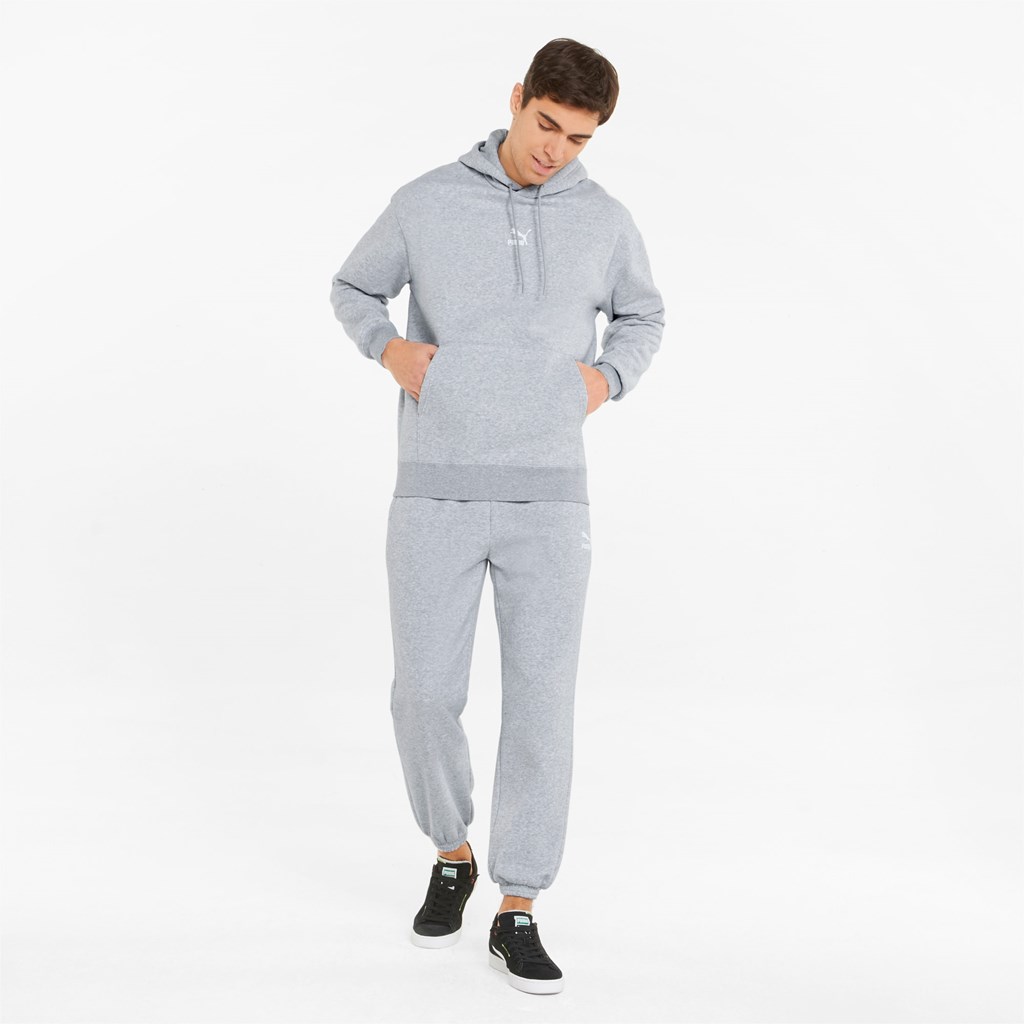 Light Gray Heather Puma Classics Relaxed Men's Sweatpants | 5472SURAY