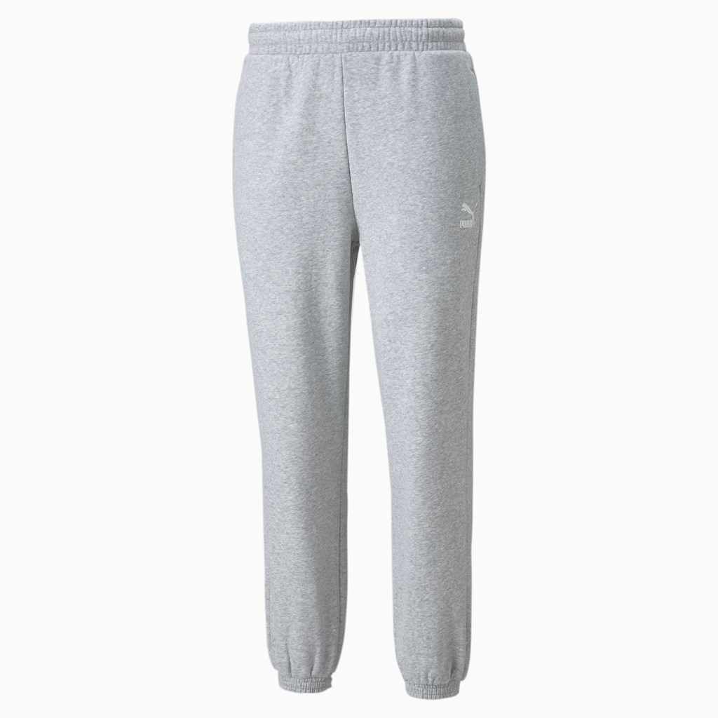 Light Gray Heather Puma Classics Relaxed Men's Sweatpants | 5472SURAY