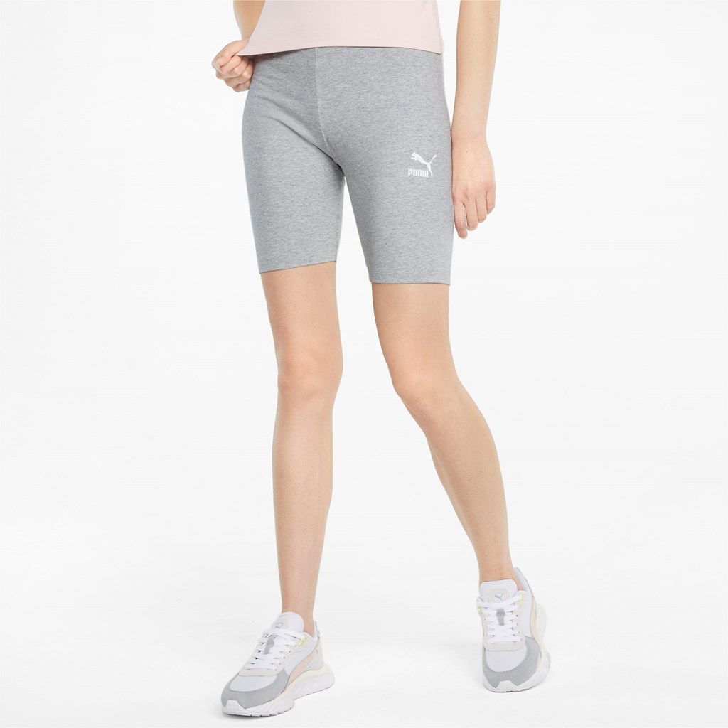 Light Gray Heather Puma Classics Short Women\'s Leggings | 1958XWZSJ