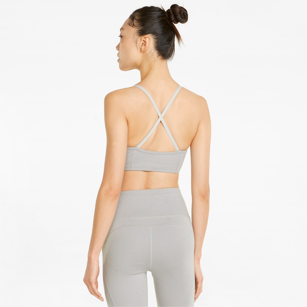 Light Gray Heather Puma Low Impact Studio Training Women's Sports Bra | 2698XYLNZ