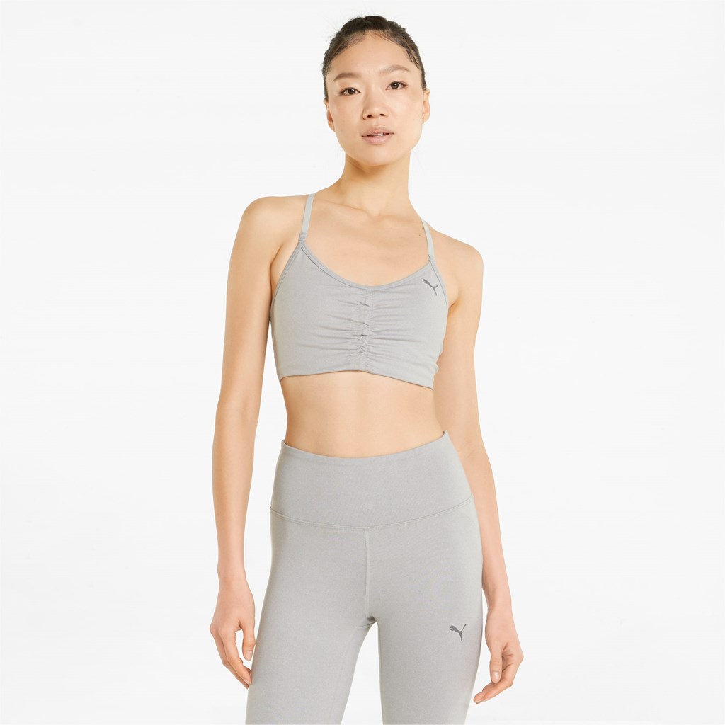 Light Gray Heather Puma Low Impact Studio Training Women\'s Sports Bra | 2698XYLNZ