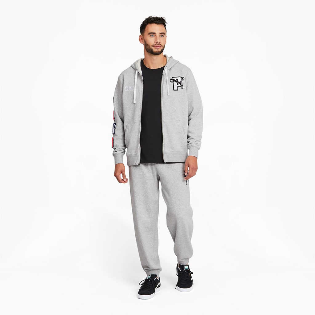 Light Gray Heather Puma PUMA x PUMA Full-Zip Men's Hoodie | 8697KHVIG