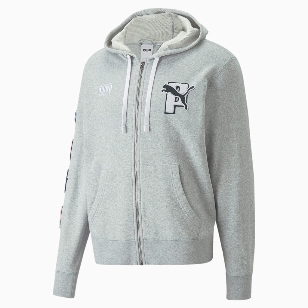 Light Gray Heather Puma PUMA x PUMA Full-Zip Men's Hoodie | 8697KHVIG