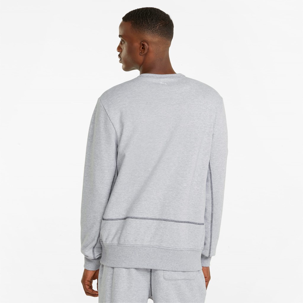 Light Gray Heather Puma Pivot Crew EMB Basketball Men's Pullover | 1976BYTWC