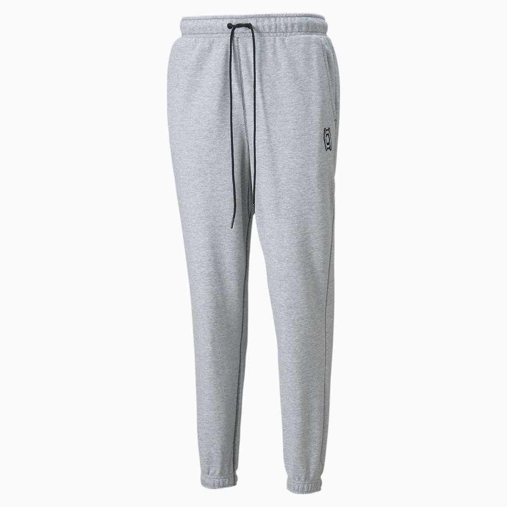 Light Gray Heather Puma Pivot EMB Basketball Men's Sweatpants | 5874GBTEU