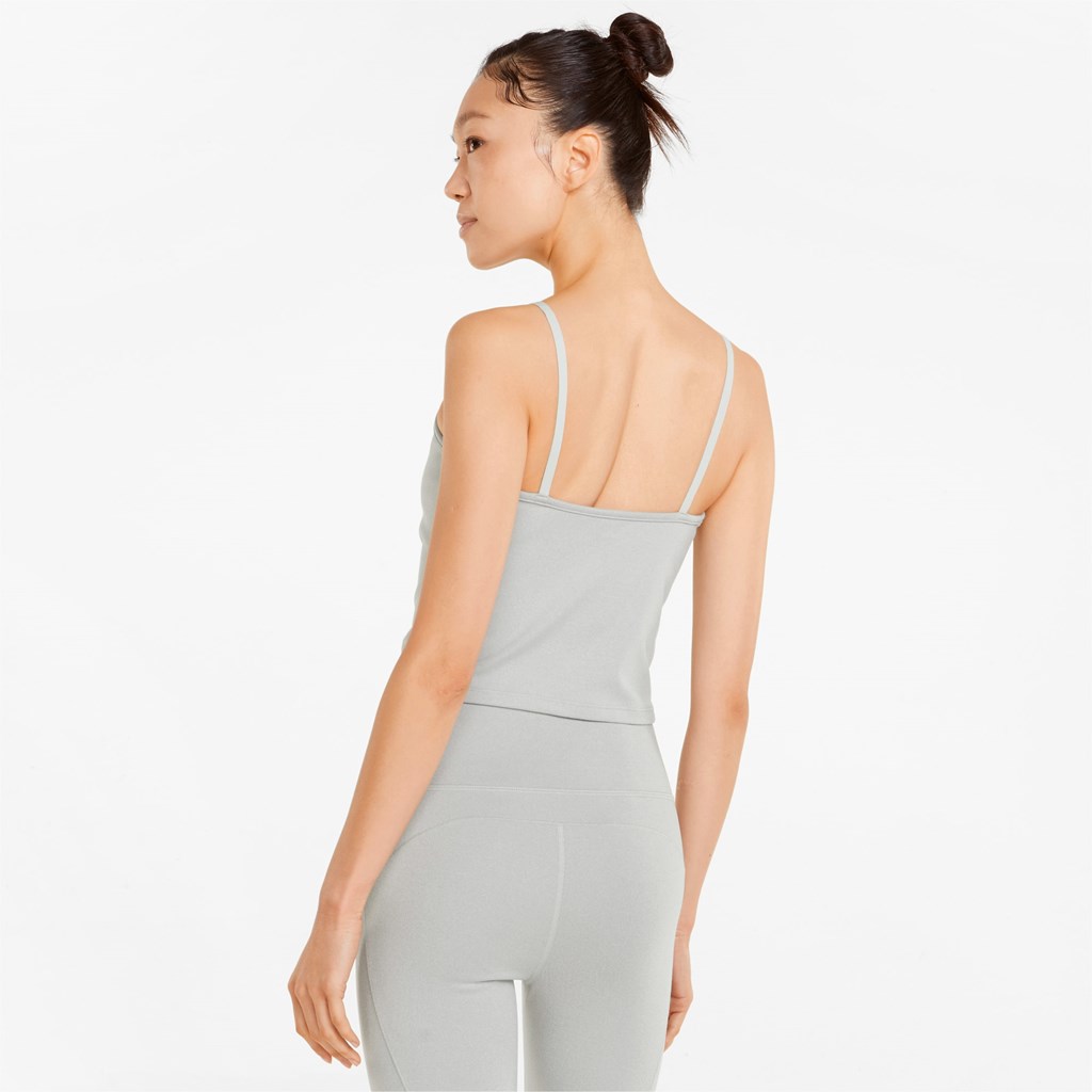 Light Gray Heather Puma Studio Foundation Ruched Training Women's Tank Top | 9102GLXHC