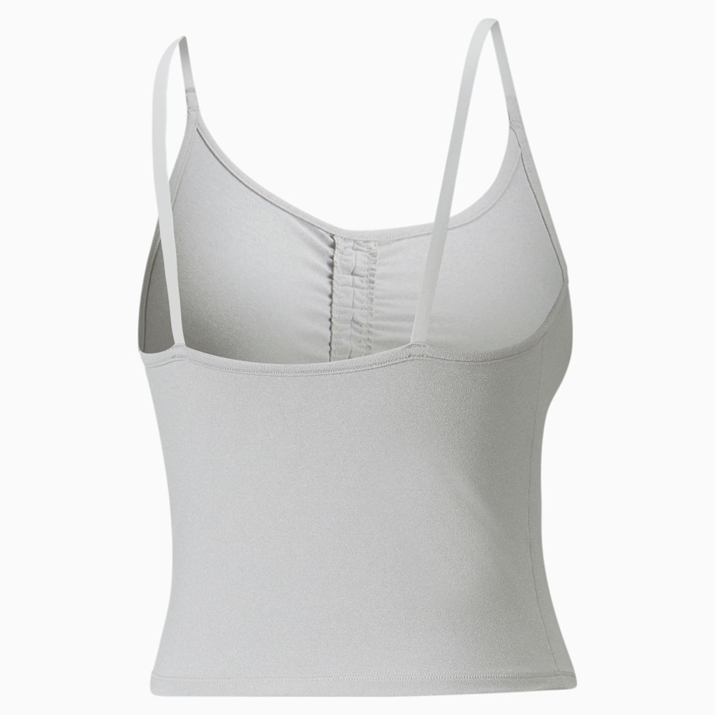 Light Gray Heather Puma Studio Foundation Ruched Training Women's Tank Top | 9102GLXHC