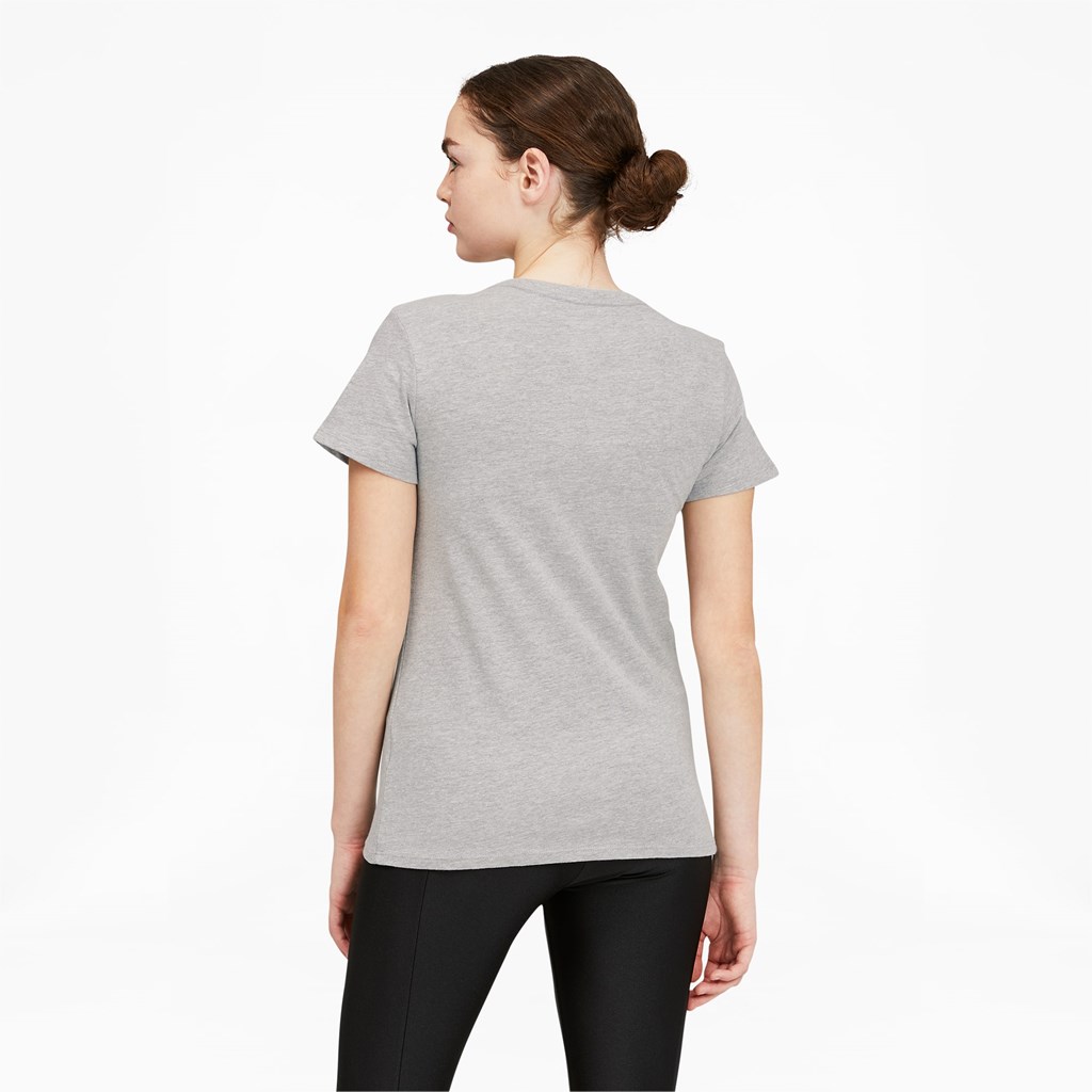 Light Gray Heather White Puma Classics Logo Women's Tee | 9361KFJAG