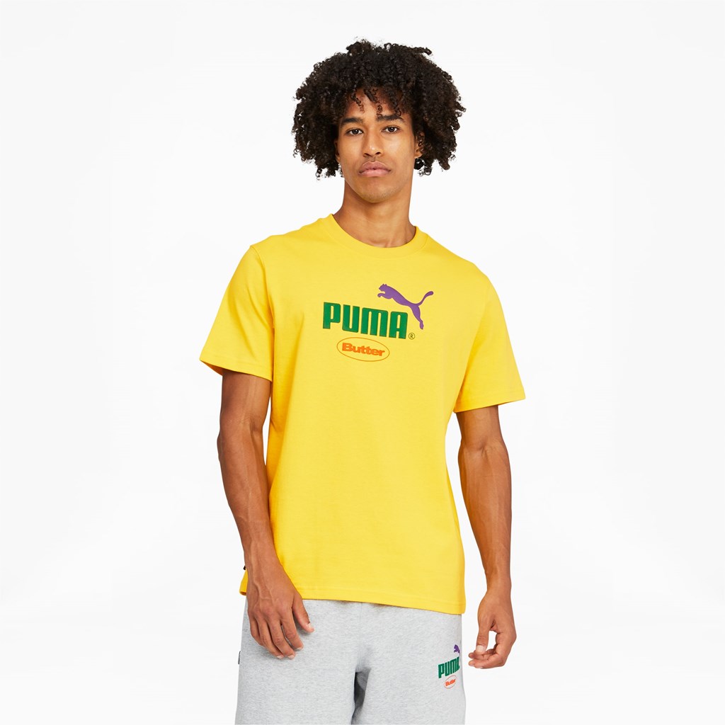 Maize Puma PUMA x BUTTER GOODS Graphic Men\'s Tee | 1830SBPQE