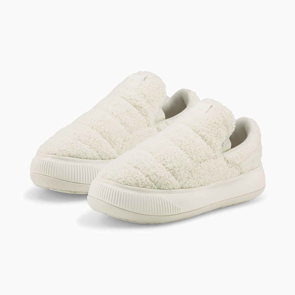 Marshmallow / Putty Puma Suede Mayu Slip-On Teddy  Women's Shoes | 0547ZYOTW