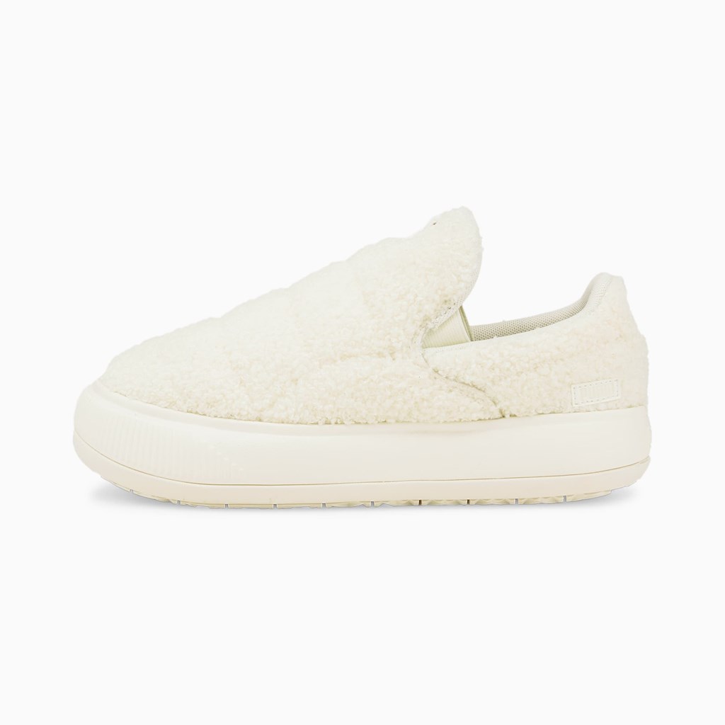 Marshmallow / Putty Puma Suede Mayu Slip-On Teddy  Women\'s Shoes | 0547ZYOTW