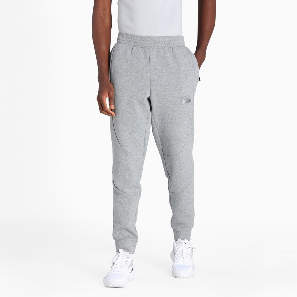 Medium Gray Heather / Medium Gray Heather Puma Dime Basketball Men's Pants | 9501DLJIS