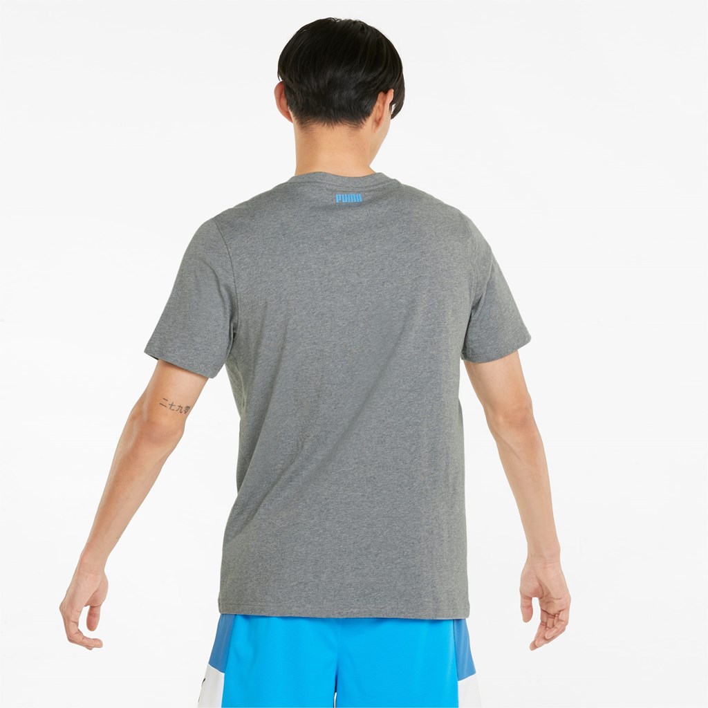 Medium Gray Heather Puma 4th Quarter Basketball Men's Tee | 7359JRHZD