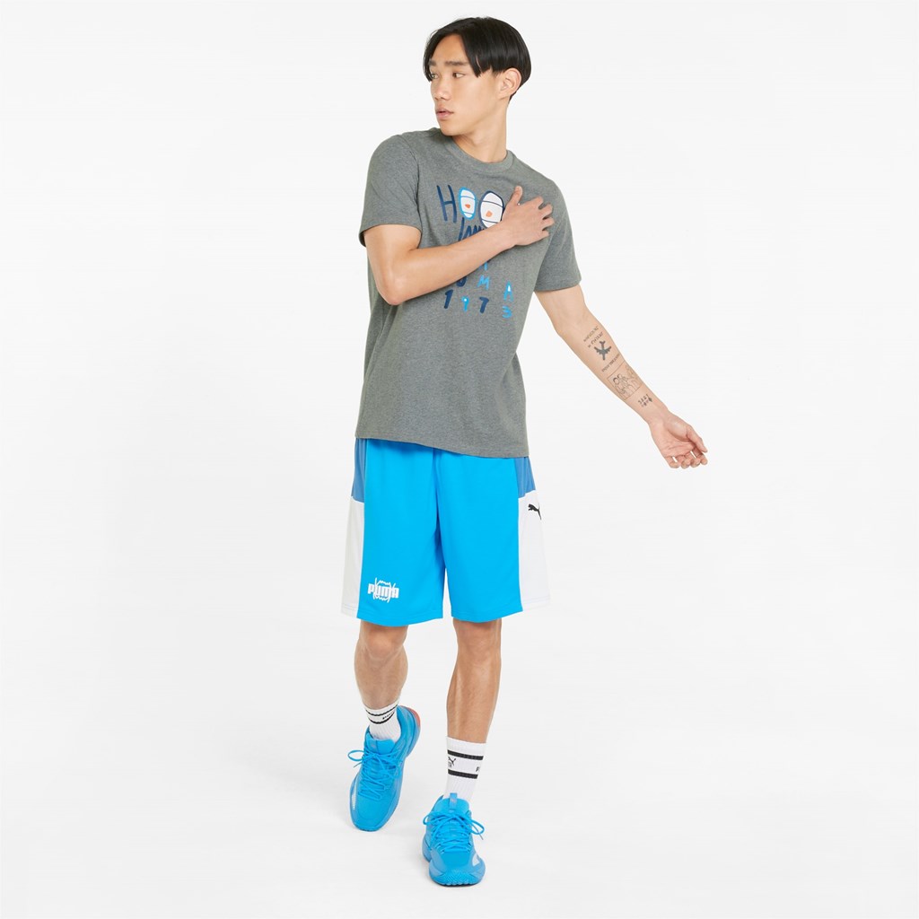 Medium Gray Heather Puma 4th Quarter Basketball Men's Tee | 7359JRHZD