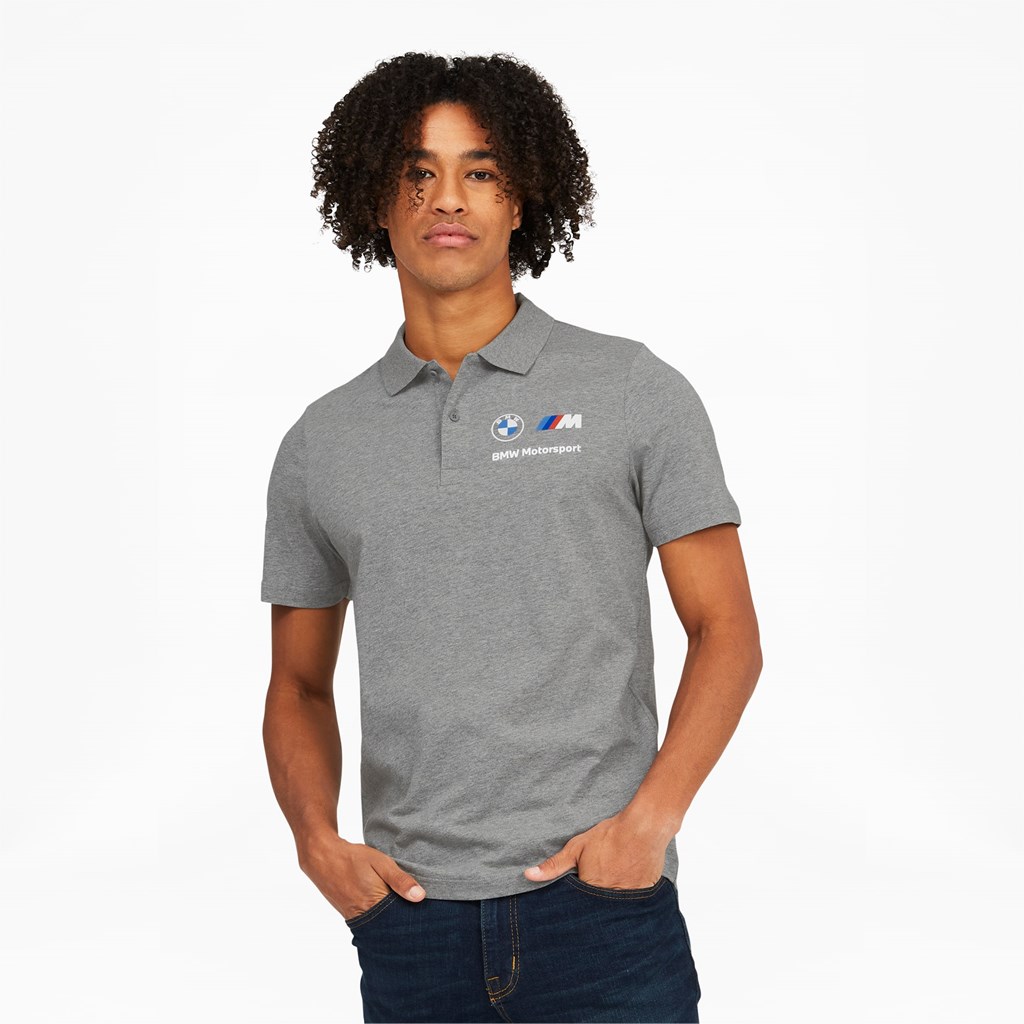 Medium Gray Heather Puma BMW M Motorsport Essentials Men\'s Polo Shirt | 1423QDPHB