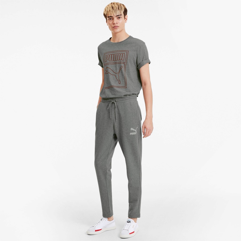 Medium Gray Heather Puma Classics Men's Sweatpants | 9175SIKMY