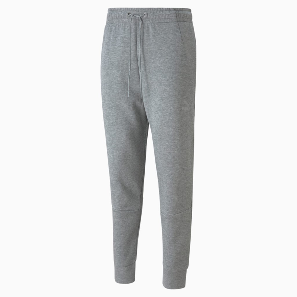 Medium Gray Heather Puma Classics Tech Men's Pants | 9718LOTXE