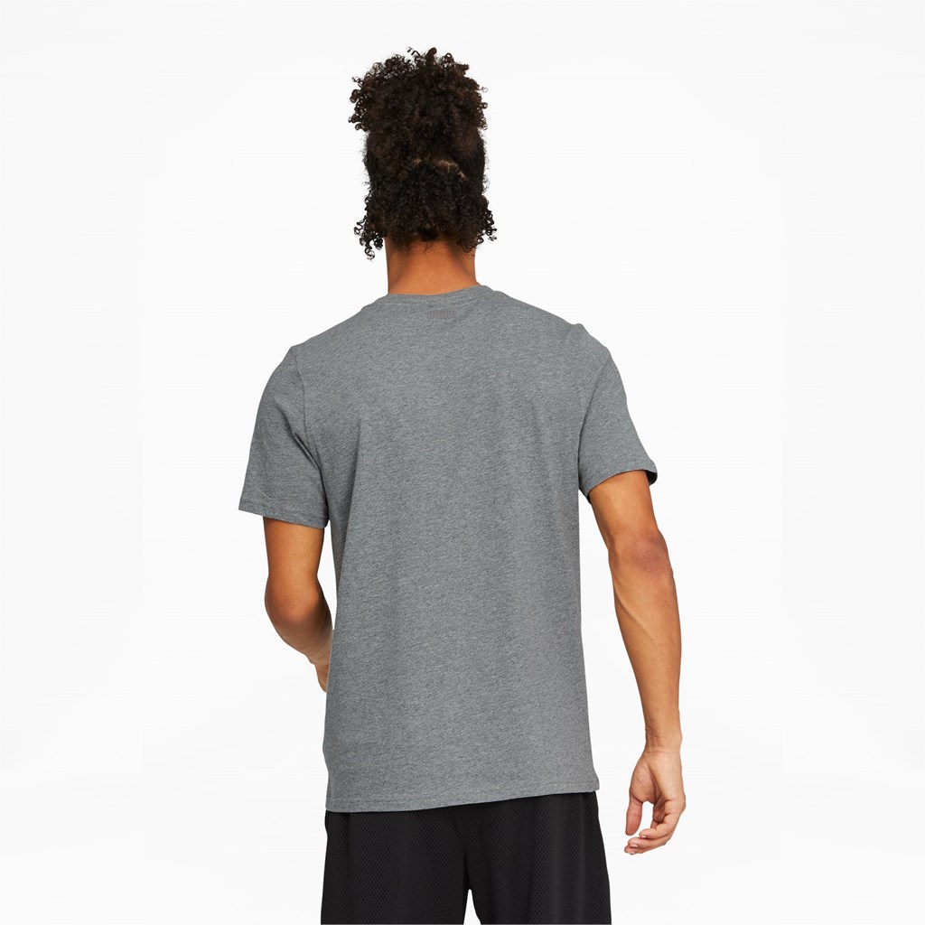 Medium Gray Heather Puma Clutch Short Sleeve Basketball Men's Tee | 8143GCUNT