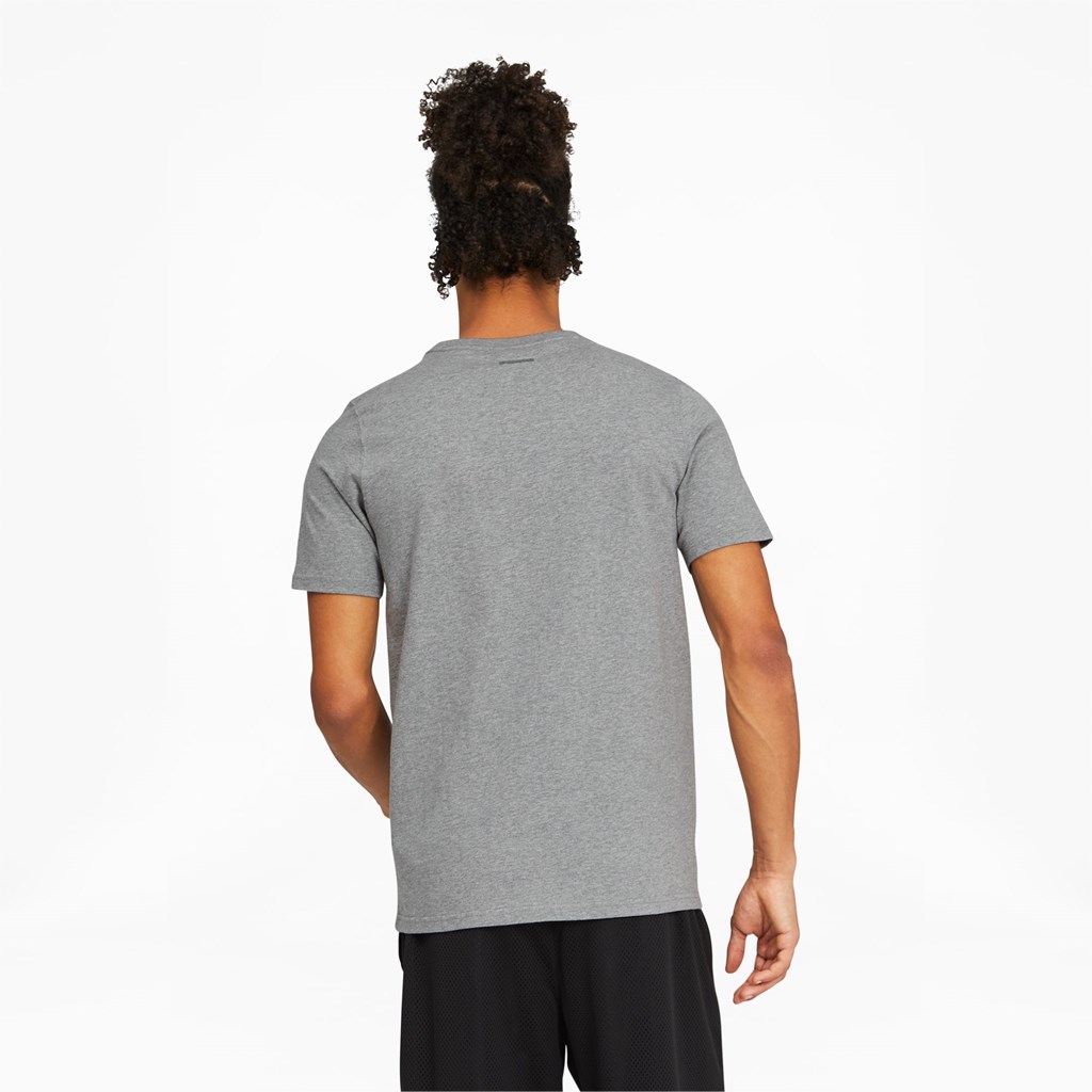 Medium Gray Heather Puma Dylan Short Sleeve Basketball Men's Tee | 6019RXLOC