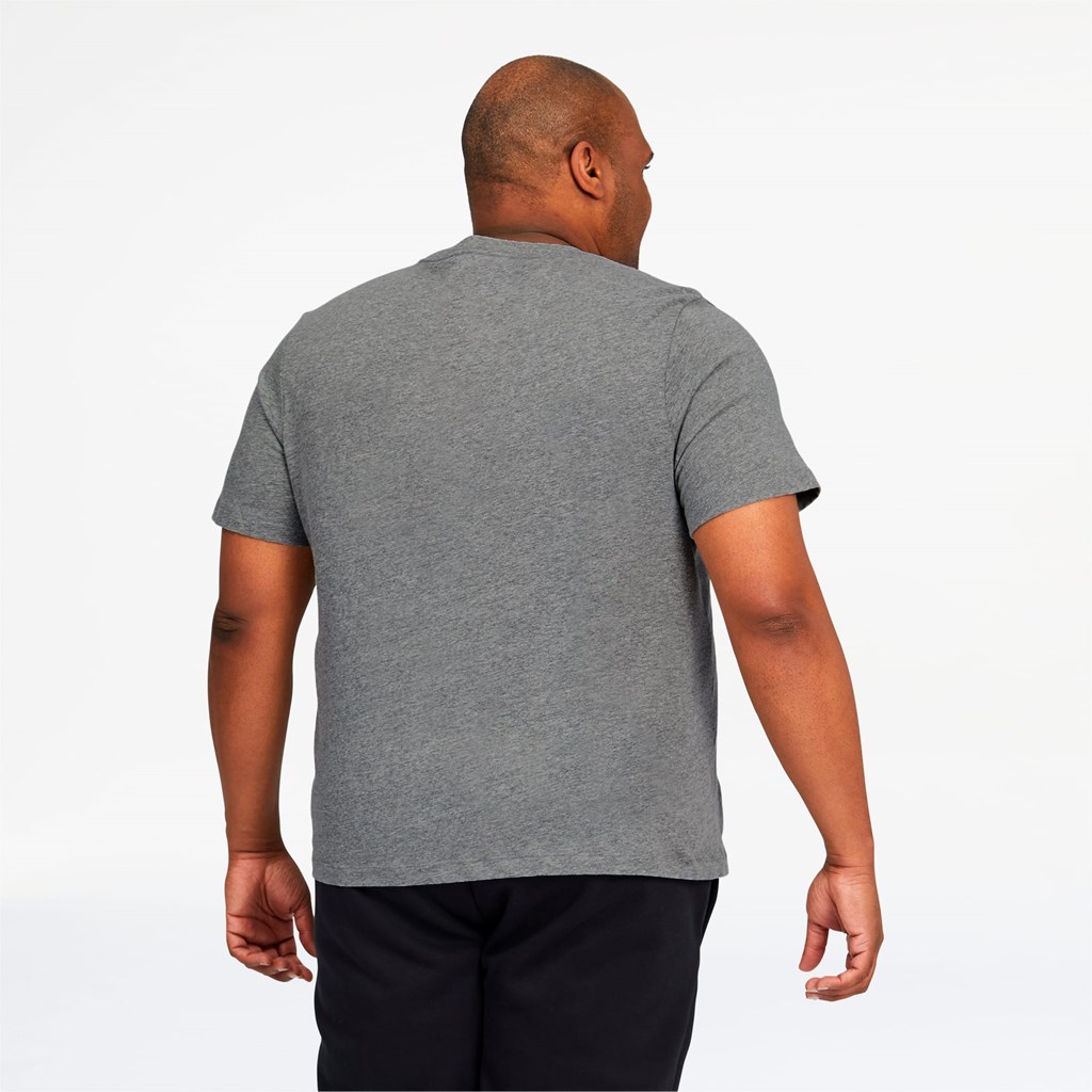 Medium Gray Heather Puma Essentials Logo BT Men's Tee | 9048RFUVJ