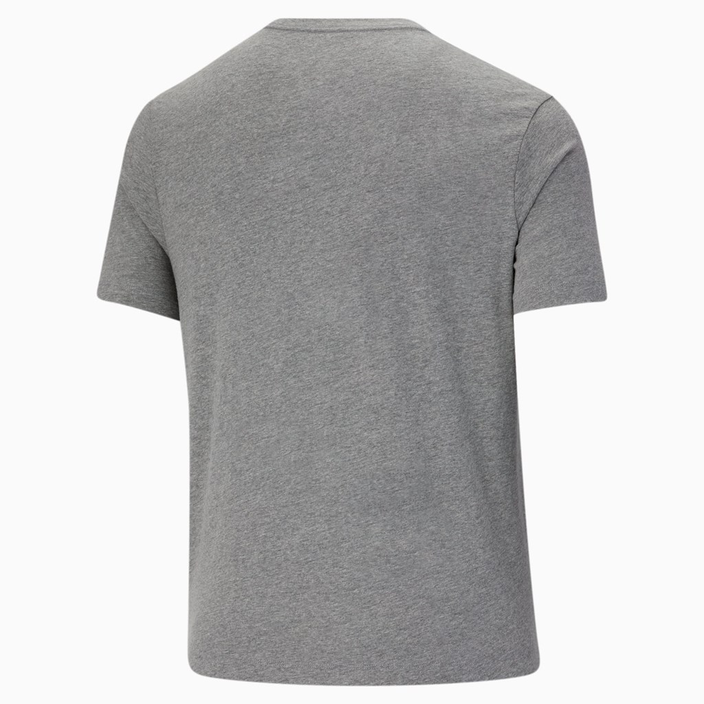 Medium Gray Heather Puma Essentials Logo BT Men's Tee | 9048RFUVJ