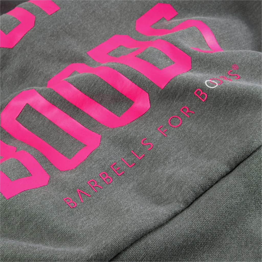 Medium Gray Heather Puma PUMA x BARBELLS FOR BOOBS Zip Front Training Women's Hoodie | 6310UXKTR