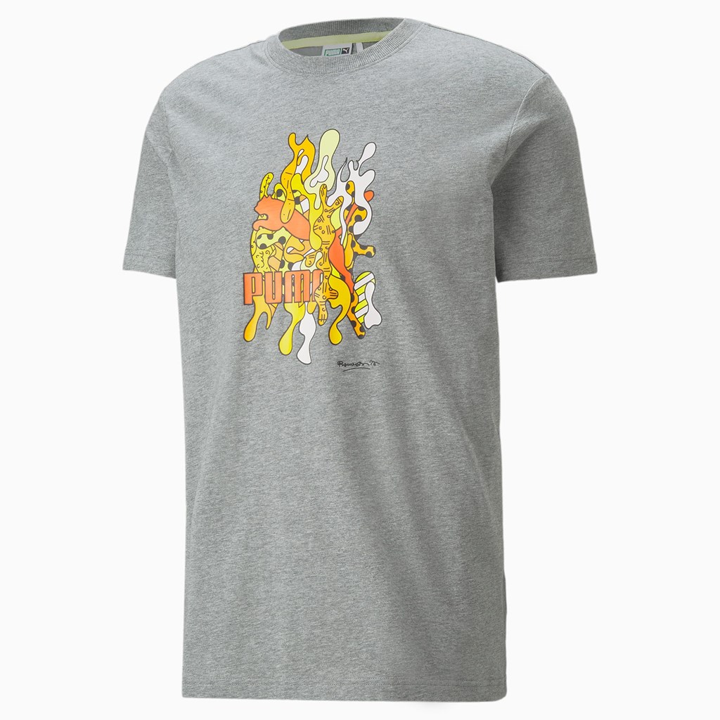 Medium Gray Heather Puma PUMA x BRITTO Tee Men's Tee | 5328GRNCT