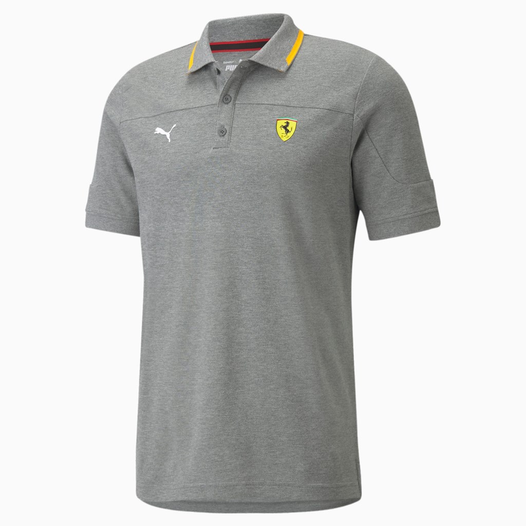 Medium Gray Heather Puma Scuderia Ferrari Race Men's Polo Shirt | 8091BKPEG