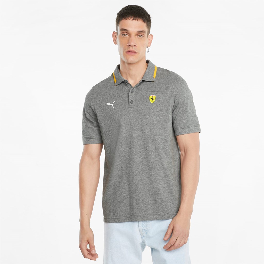 Medium Gray Heather Puma Scuderia Ferrari Race Men\'s Polo Shirt | 8091BKPEG