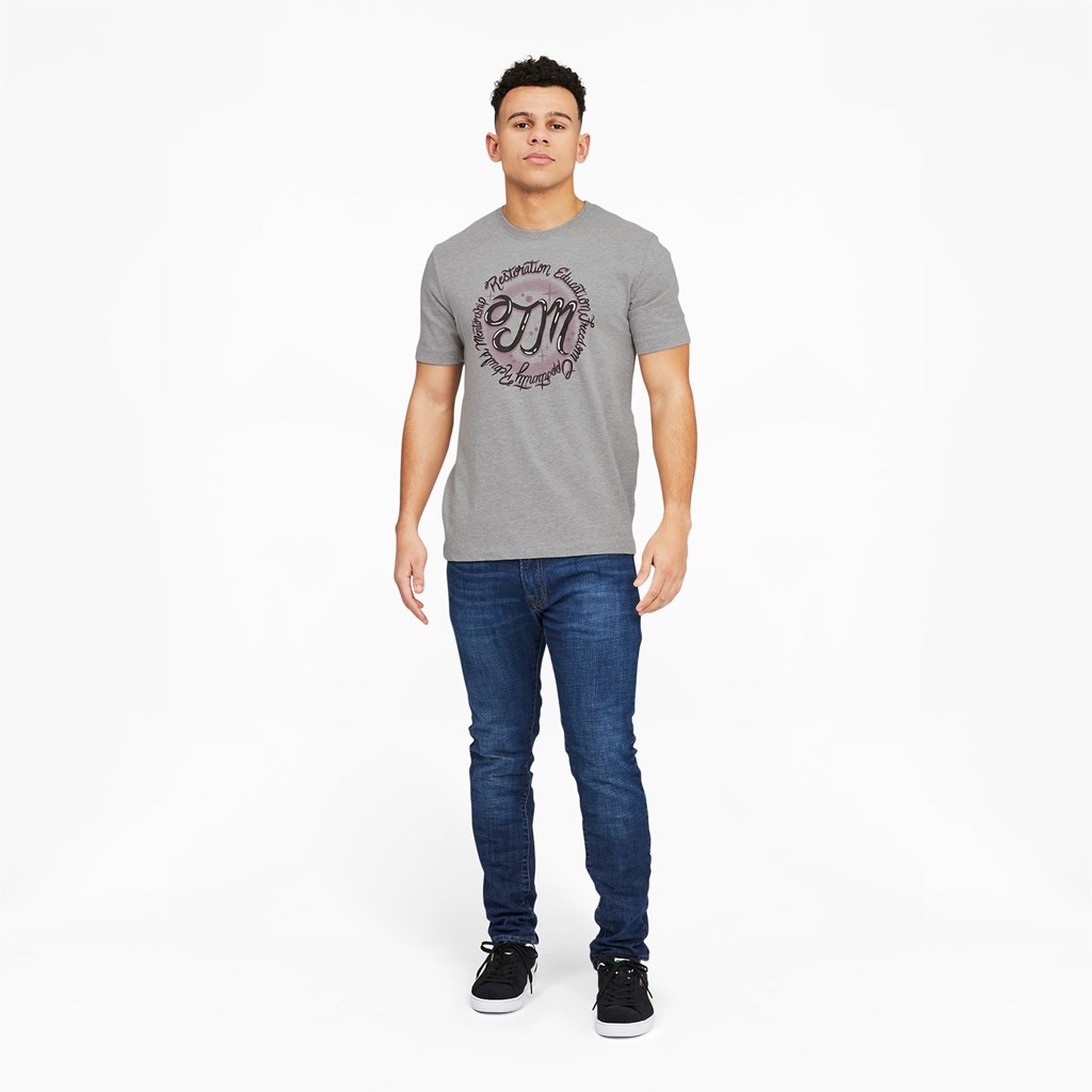 Medium Gray Heather Puma Trayvon Martin Men's Tee | 3608UCFDN