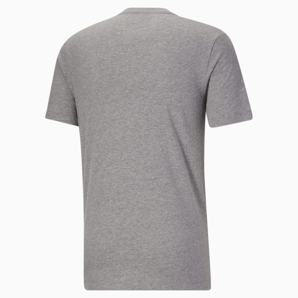 Medium Gray Heather / White Puma Classics Logo Men's Tee | 0483PEIGF