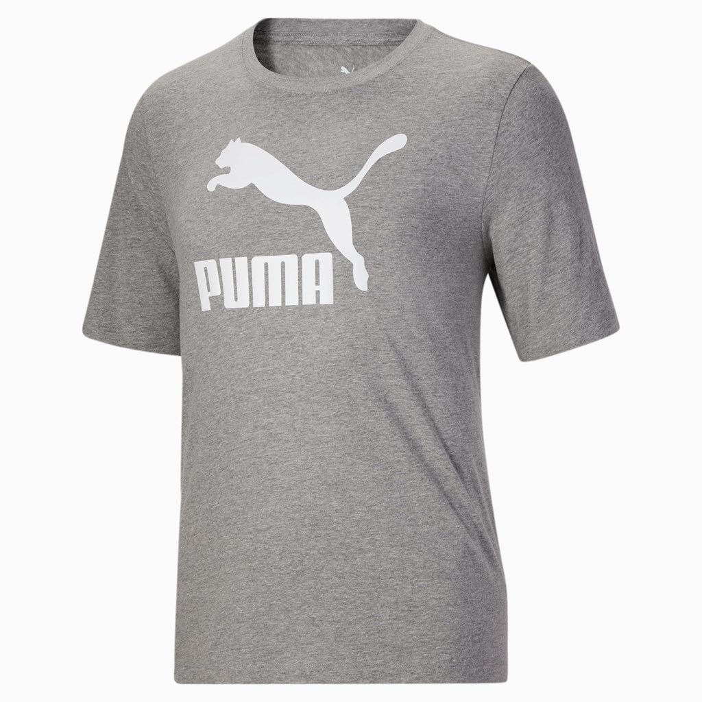 Medium Gray Heather / White Puma Classics Logo BT Men's Tee | 6204MIHTA