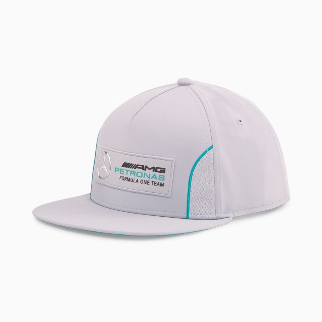 Mercedes Team Silver Puma Mercedes F1 Flat Brim Men\'s Cap | 7823YZTCB