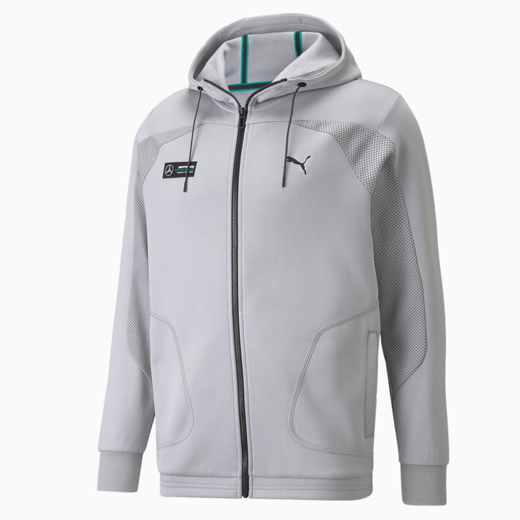 Mercedes Team Silver Puma Mercedes F1 Hooded Sweat Men's Jacket | 3978UTYKN