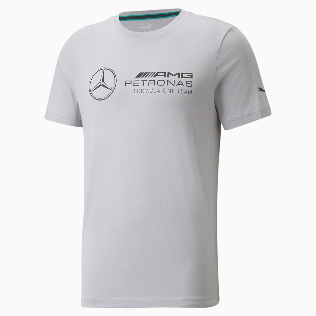 Mercedes Team Silver Puma Mercedes F1 Logo Men's Tee | 3801AXJKP