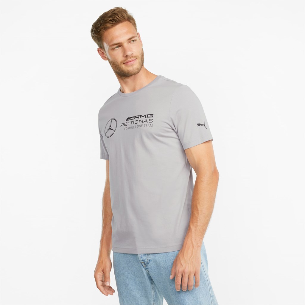 Mercedes Team Silver Puma Mercedes F1 Logo Men\'s Tee | 3801AXJKP