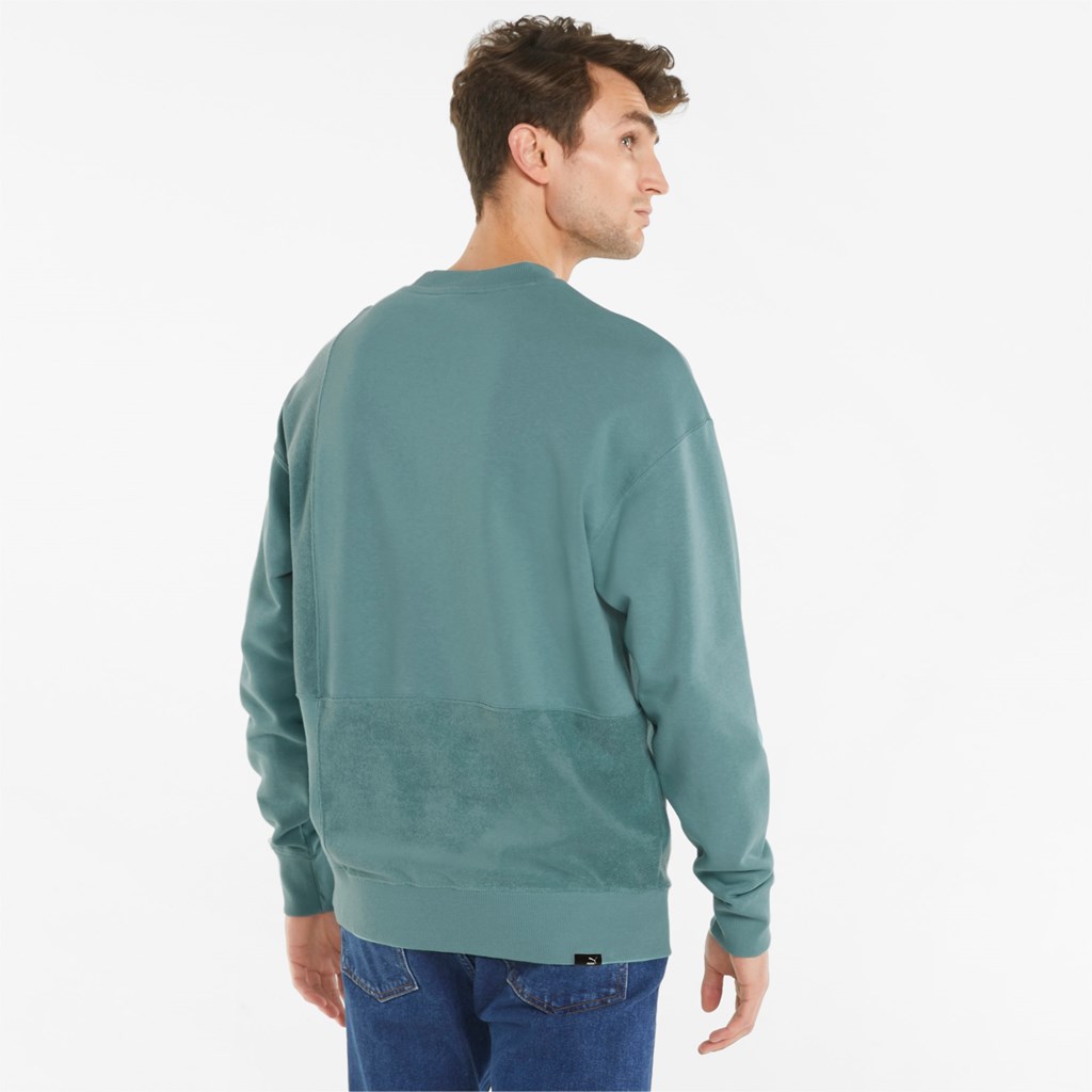 Mineral Blue Puma Downtown Crew Neck Men's Sweatshirt | 7516RXBEV