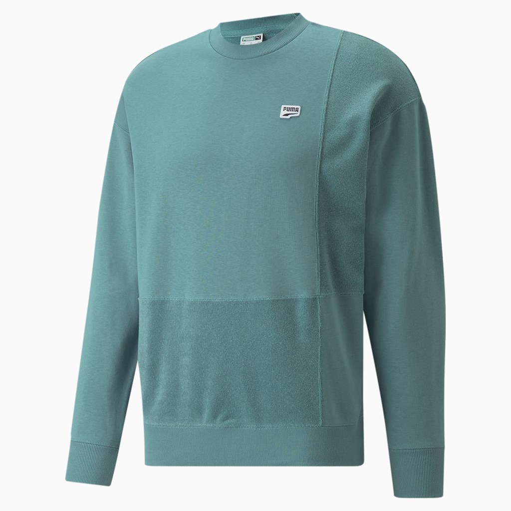 Mineral Blue Puma Downtown Crew Neck Men's Sweatshirt | 7516RXBEV