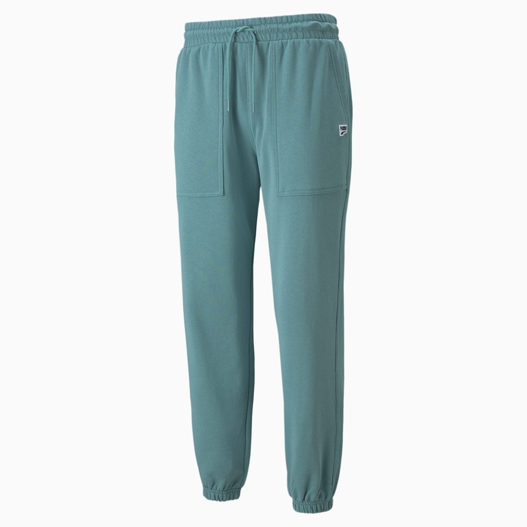 Mineral Blue Puma Downtown Men's Sweatpants | 2397UXZBA