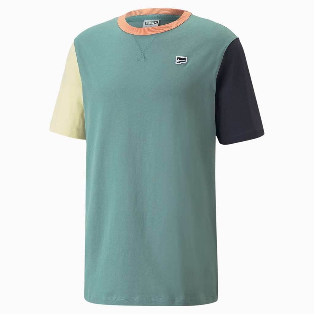 Mineral Blue Puma Downtown Men's Tee | 9837VJDCU