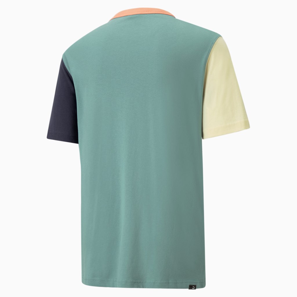 Mineral Blue Puma Downtown Men's Tee | 9837VJDCU